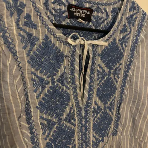 Johnny Was Workshop Boho Western Embroidered Peasant Tunic Dress XL