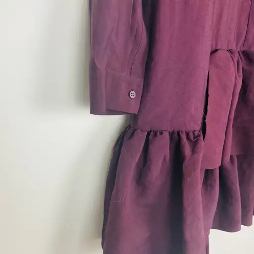 COS  frilled shirt dress in deep plum color. Long sleeve button front ruffle. 10 - Image 6