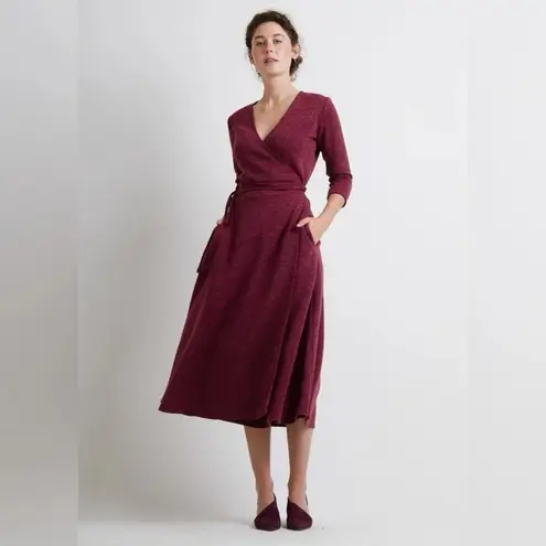 Christine Alcalay Wrap Sweater Dress in Wine Burgundy Size Small Red