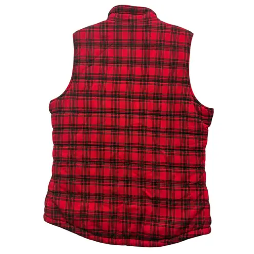 Duluth Trading Co. Women's Red Plaid Sherpa Lined Quilted Fall Vest Medium Size L