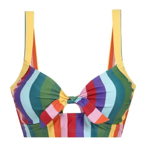 Collectif Rainbow Stripes Swim Bikini Top Size 18 Red