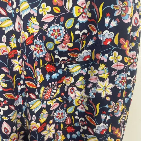 Boden Glorious British Style Navy Floral Jumpsuit tassel ties size 4R Blue
