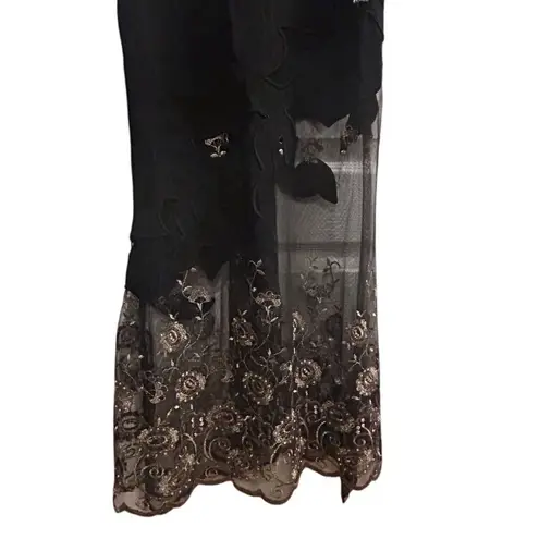 Nicole Bakti for Cache Vintage Black Lace Maxi Dress Women's Size S Formal Long