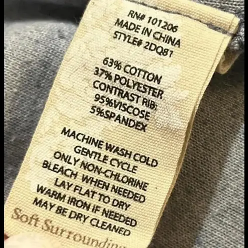 Soft Surroundings Soft Surrounds Quarter Zip Cotton Blended Fleece Outdoor Pullover Sweater Large