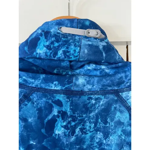 Coolibar UPF 50+ Sun Protection Top Women's L Blue Marble Print Long Sleeve Size L