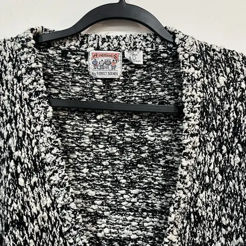 Vintage Street Scenes Acrylic Button Up Popcorn Cardigan Sweater Size L Black Size L