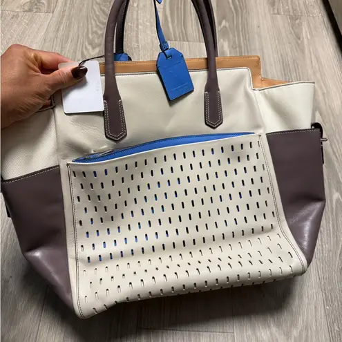 Reed krakoff atlantique perforated tote Tan