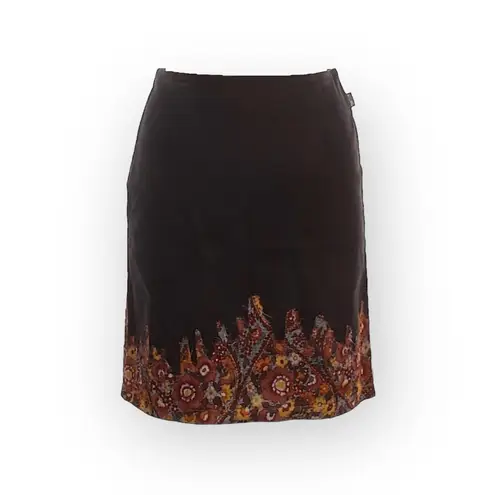 Moschino new Jeans ā Chic Floral Silk Detail Stretch Skirt ā Gunmetal Black ā 8