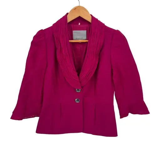 Classiques Entier Blazer Jacket Womens XS Pink Cotton Silk Blend Sheer Sleeves