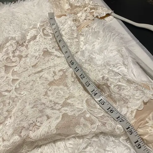 Sottero & Midgley Chauncey Lace Long Sleeve Train Wedding Gown in Ivory Blush Pink Size 8