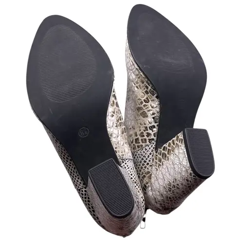 Diba True “Pay Phone” Women’s 8.5 Snake Print Leather Ankle Zip Block Heel Boots