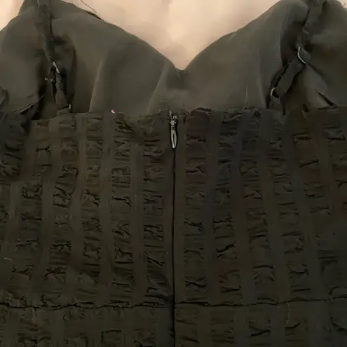 BANJUL NWT black textured cut out lined front ties LBD mini dress, size L summer