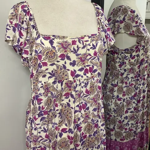 Ba&sh YSEE FLORAL MIDI DRESS FLUTTER CAP SLEEVE LAGOONLOOK GRANNYCORE MAIDEN