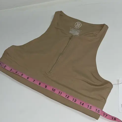 Sage Collective NWT bra XL neutral sports bra zipper stretchy wireless racerback