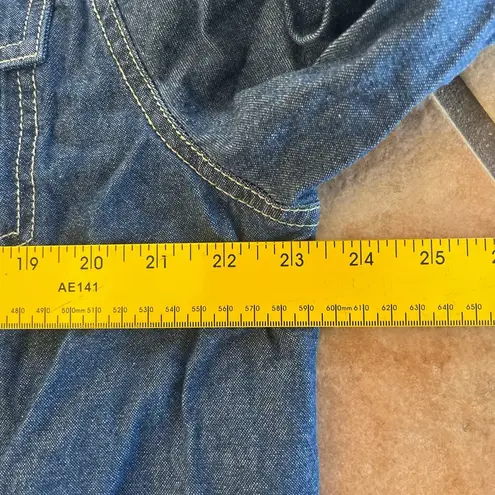 Blue Oversized Jean Jacket with Floral Embroidery Size XL