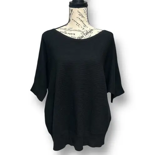 Vila Milano NWT XL Black Ribbed Knit Top Relaxed Minimalist Neutral Office Comfy