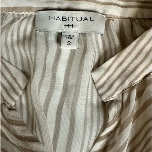 Habitual Women’s Tan Beige Long Sleeve Sheer Front Knot Blouse Small