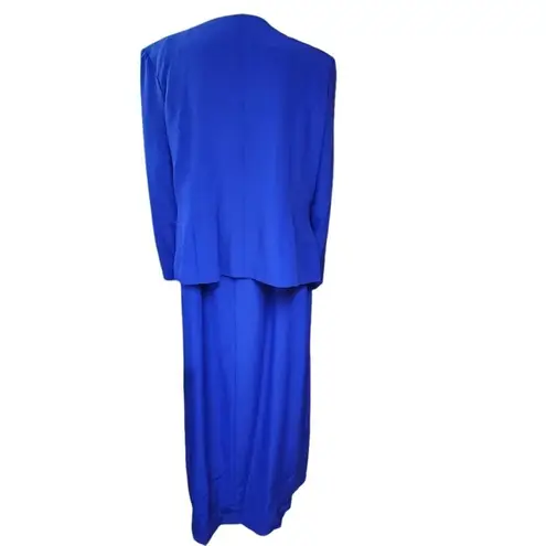 Malas New York Blue Evening Gown & Beaded Jacket Set (20) Blue Size undefined