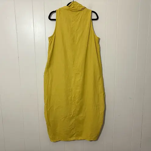 For Cynthia Rowley Linen Blend Dress Womens High Low Boho Yellow Size L