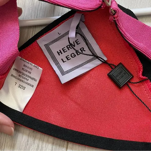 Herve Leger Bikini Top NWOT bandage bright cutout womens Pink (large) chic swim