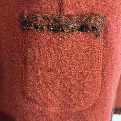 Mat Collection Orange Brown Beaded Cropped Pure Wool Jacket Blazer Small