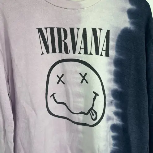 Nirvana Smiley Face Tie Dye Long Sleeve Sweatshirt Loungewear Women's XL