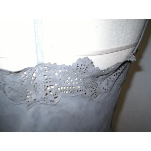 Womens New Ralph Lauren $398 NWT Gray Leather Suede Lace Tank Top Cami Nice 12