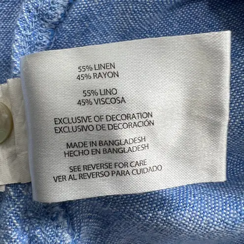 Orvis Classic Collection Womens XL Blue Linen Rayon Button Down Roll-Tab Shirt - Image 5
