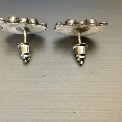 Native American Mexican Petite Sterling Silver Turquoise Earrings EUC Blue