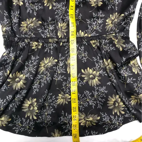 Cinq à Sept Cinq A Sept Simmons Floral Blouse XS Peasant V-neck Boho Ruffle Trims Black New