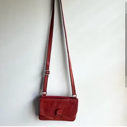 Jack Georges Rust Red Orange Adjustable Strap Leather Purse Brown