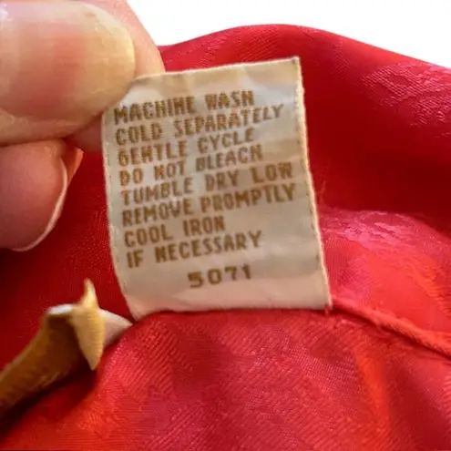 Victoria's Secret Vintage 90s Victoria’s Secret Red/Coral Satin Jacquard Shirt Dress M/L Rare Find