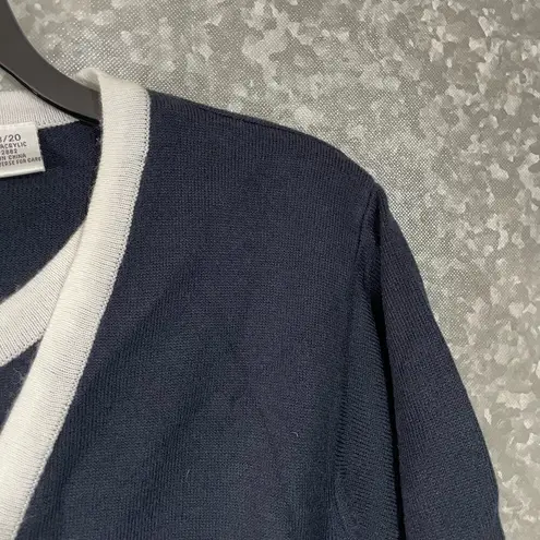 Fashion Bug Womens Vintage Navy Blue Knit Cardigan Set - Size 18/20 - Retro Glam