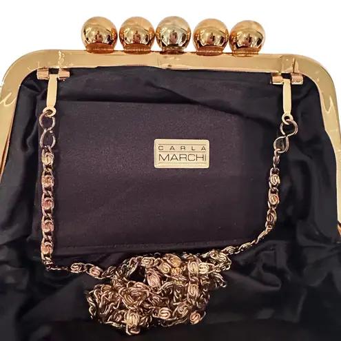 Carla Marchi Vintage 80s Evening Clutch Purse Women's Black Party Holiday Prom