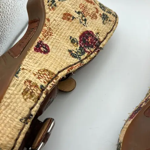 Born Womens Wedge Sandals Brown Leather Floral Cork Wedge Size 7 M W61477B9
