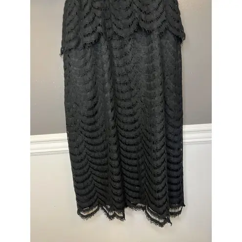 Vintage Kappi Dress Womens Small Black Lace Peplum Midi Cocktail Made USA 80s