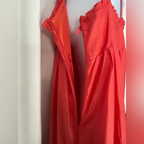 Source Unknown El Expensive Red Ruffle Hem Slip Dress/ Flowy Summer Dress (1095)