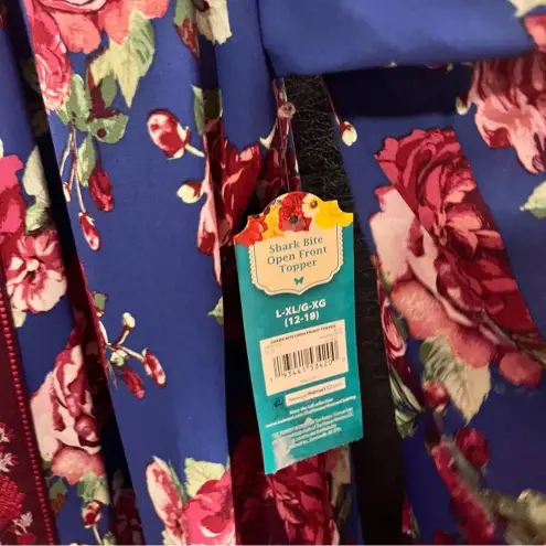 Pioneer Woman Blue Floral Shark Bite Kimono‎ Size L/XL Size L