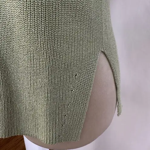 Fabiana Filippi Knit Top Metallic Sparkle 3/4 Sleeve Green Womens Size XXXS
