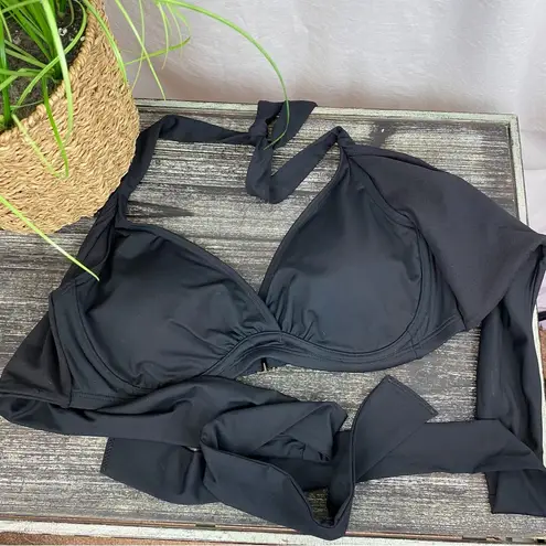 Athleta  Black Wrap Halter Bikini Tie Top 36 B/C