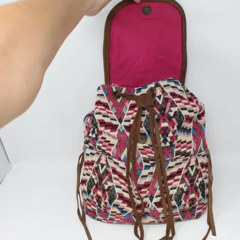 American Eagle  Woven Aztec Backpack Leather Trim