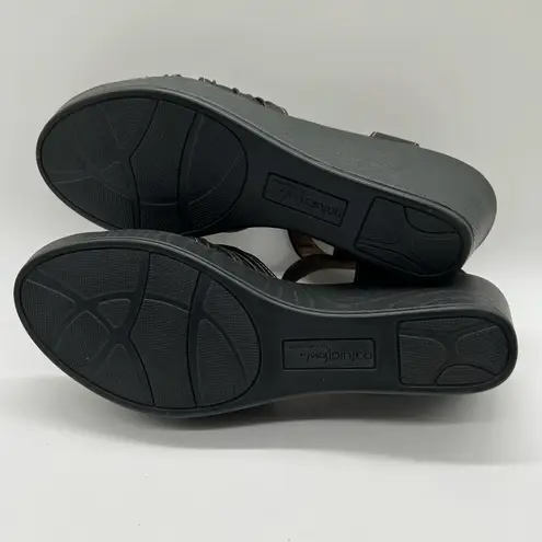 Natural Soul By Naturalizer Sandals Womens 11 Black Evie Wedge Comfort Elements Black