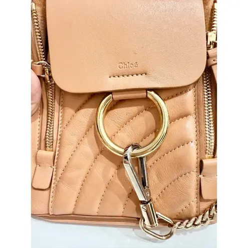 Chloé Chloe Calfskin Leather Quilted Tan Mini Faye Backpack