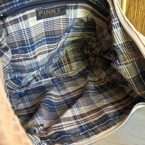 Vintage Y2K Pinky Miami Faux Snakeskin Textured Fabric Shoulder Bag Beige 90s