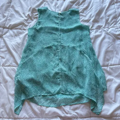 Fever Womens Size Small Tank Top Green Layered Blouse Sleeveless Button