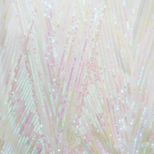 Love & Lemonade White Sequin One Shoulder Long Sleeve Cocktail Dress Large