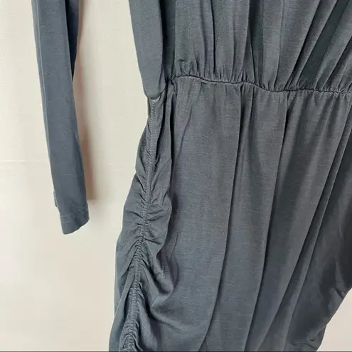 Hard Tail Blue Gray Ruched Cinched Side Long Sleeve Knee Length Dress S