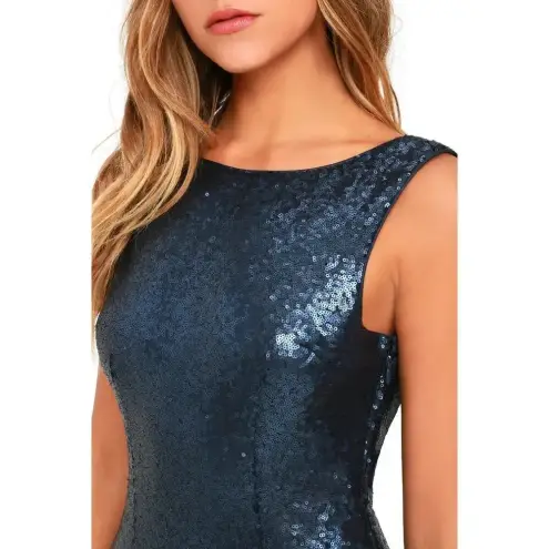 Lulus  Women's Small Time to Shine Blue Sequin Bodycon‎ Mini Dress Party Cocktail