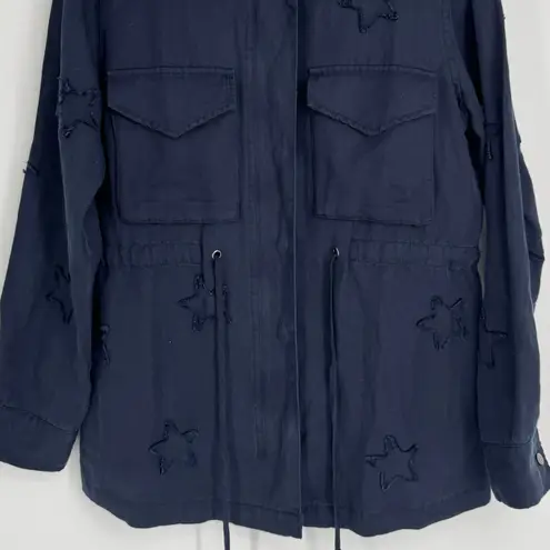 Rails Lancaster Indigo Stars Utility Jacket XS Navy Tencel Linen Drawstring Boho