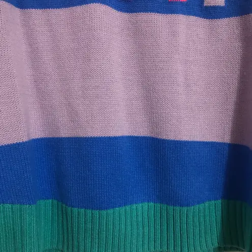 SKI multicolor pink blue sweater retro outdoor womens size large 80s 90s cozy